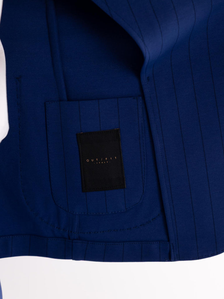 Blazer uomo monopetto in jersey gessato bluette OF1S2S5G011 185 OUTFIT 