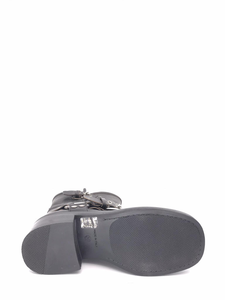 Biker basso in pelle nera slavata A5737 NERO STRATEGIA 