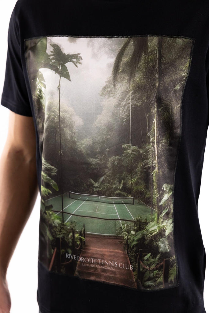 T-shirt in cotone nero con stampa tennis court MAN/SUPERICON TENNIS COURTNERO BASTILLE 