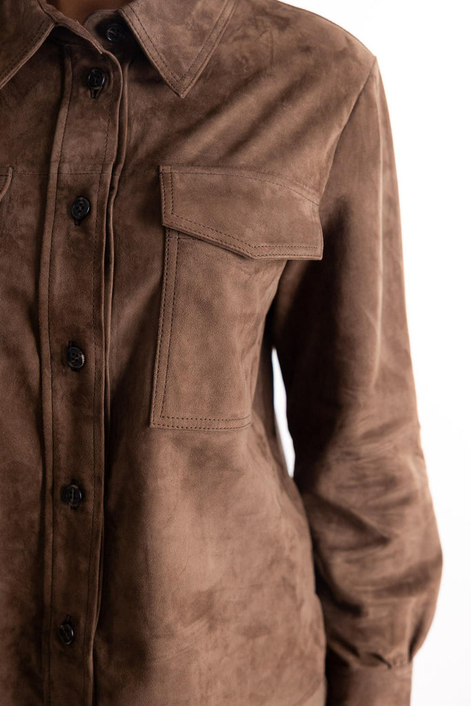 Giacca camicia Gioco in suede marrone 2523446041200 001MARRONE MARELLA 