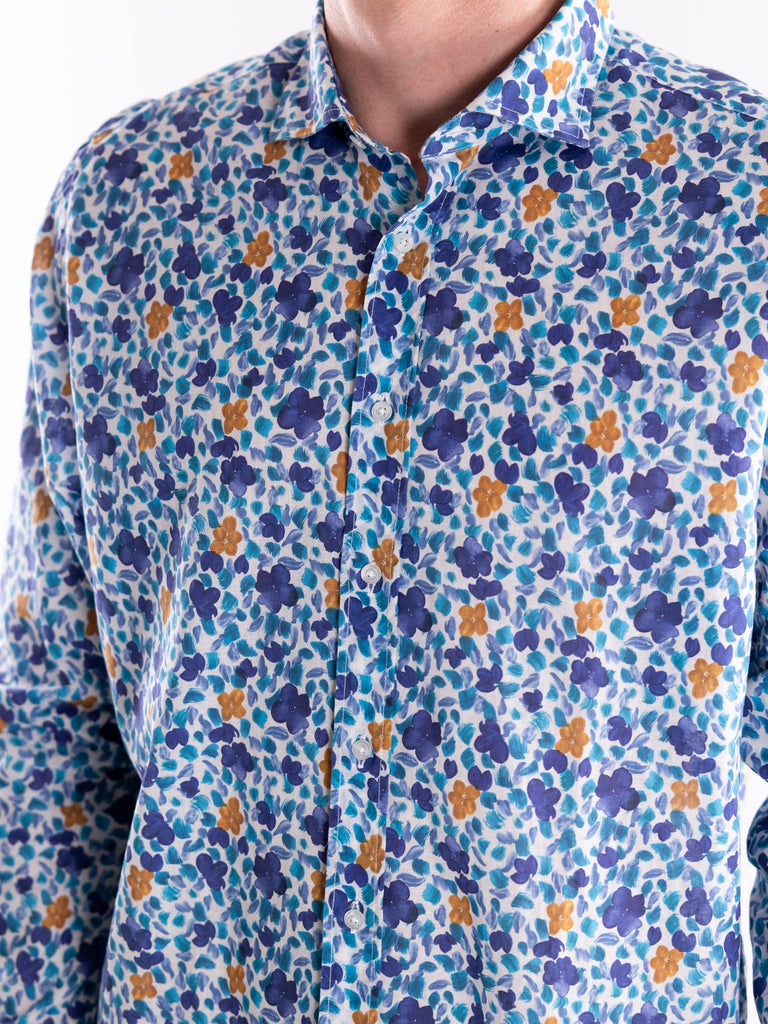 Camicia uomo in lino  in fantasia floreale multicolor GERANIO 2539MULTICOLOR PORTOFIORI 
