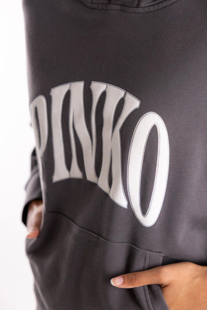 Felpa Makamba con cappuccio e logo grigia 104623 A2CUGRIGIO PINKO 