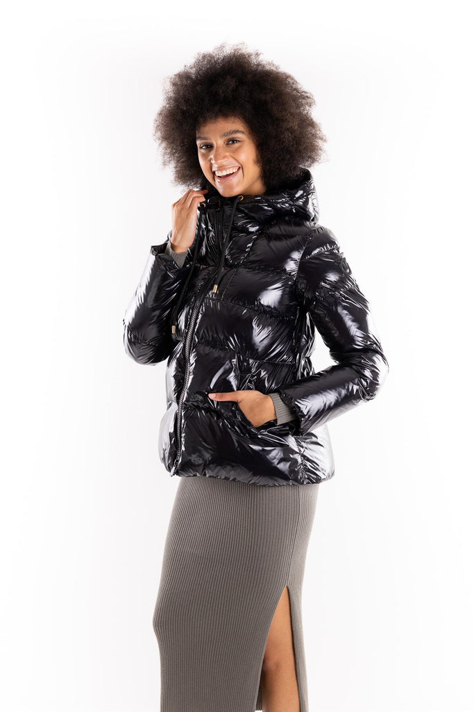 Piumino Eleodoro in nylon nero effetto lucido 101597 A2P7NERO PINKO 