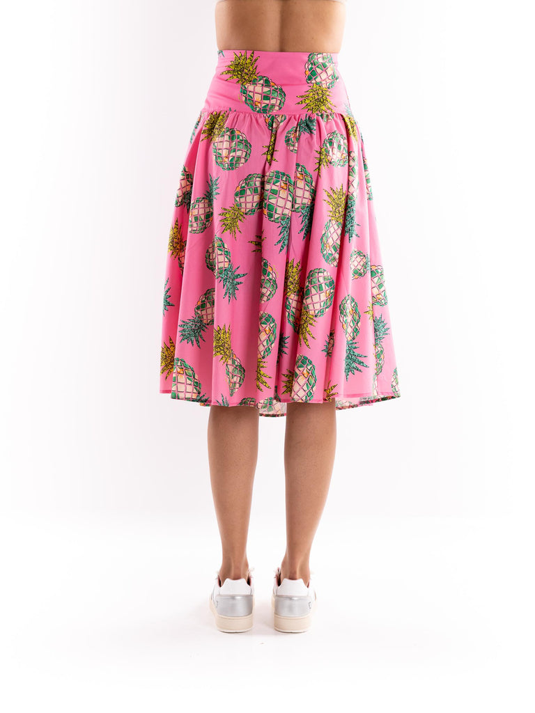 Gonna in cotone con stampa ananas pink ANDJ 13ROSA IL THE' DELLE 5 