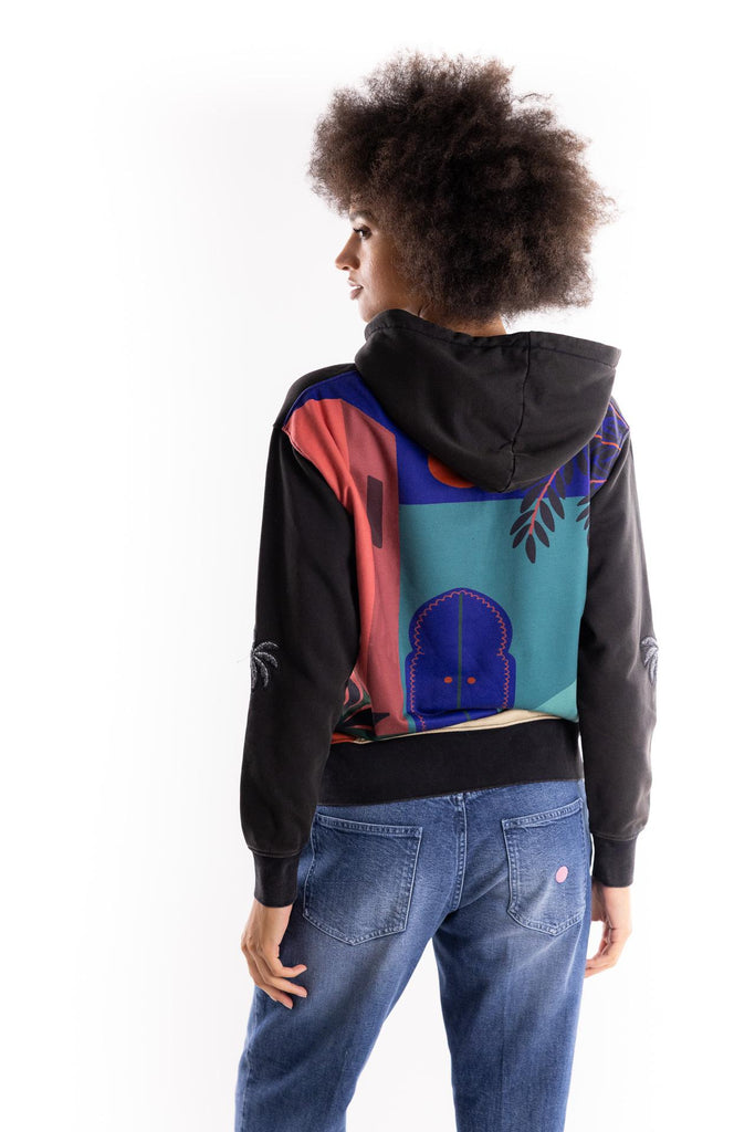 Felpa full zip con cappuccio nera TOCOW HFZ CASABLANCANERO TOOCO 