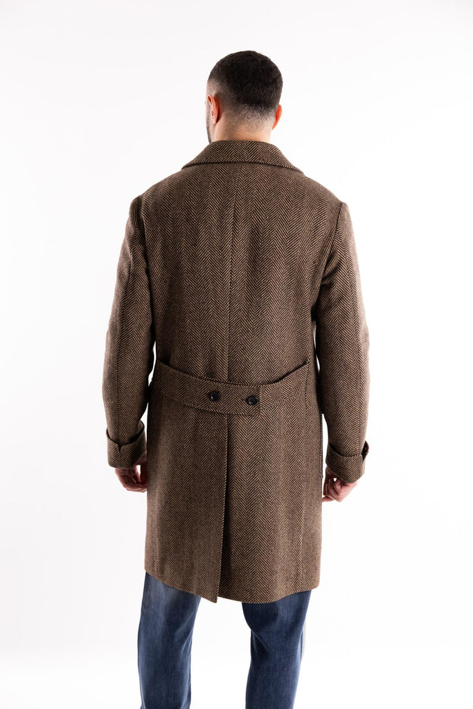 Cappotto doppio petto spina pesce marrone OF1F2W5K011 MARRONE OUTFIT 