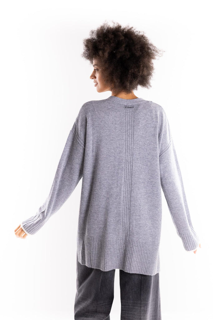 Maglia cardigan lungo Tasmania grigio 105451 A2Q9GRIGIO PINKO 