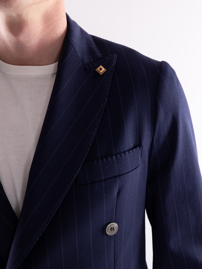 Giacca uomo doppiopetto Il monaco gessata blu OF1S2S4G019 BLU OUTFIT 