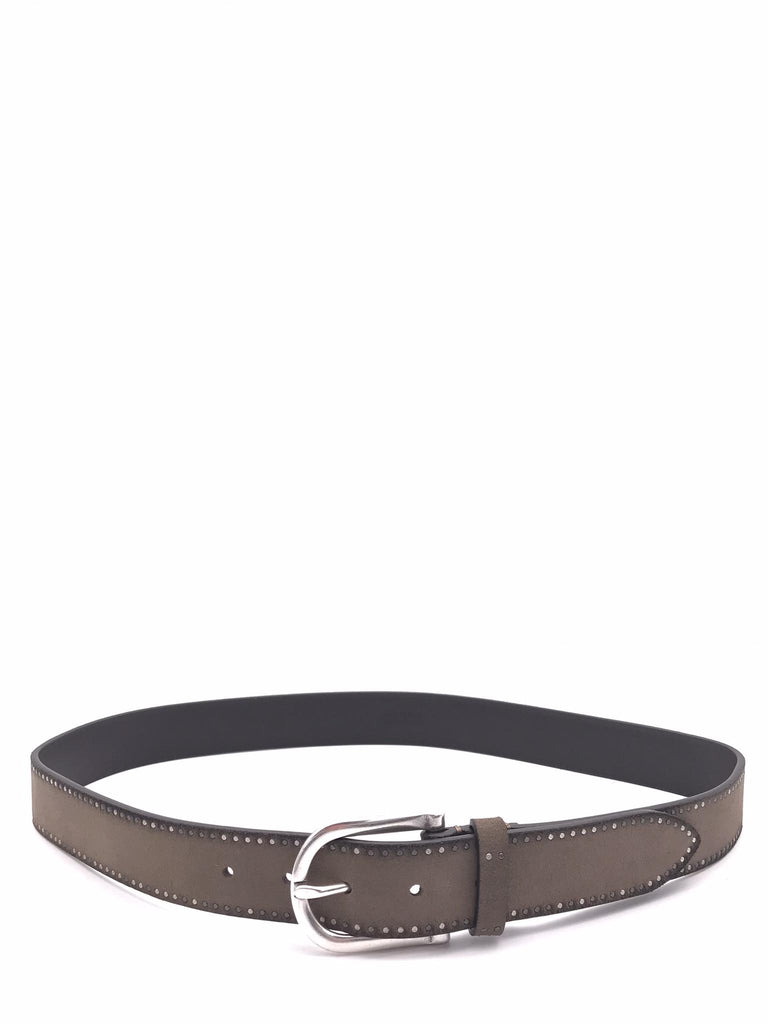 Cintura uomo in crosta taupe con borchie MRF2511C41 TAUPE MINORONZONI 