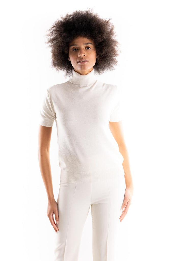 Dolcevita mezza manica con paillettes burro HMABW02312 BURRO HINNOMINATE 