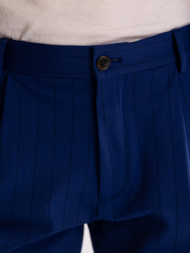 Pantaloni eleganti uomo il cappello in jersey gessato bluette OF1S2S5P022 185 OUTFIT 
