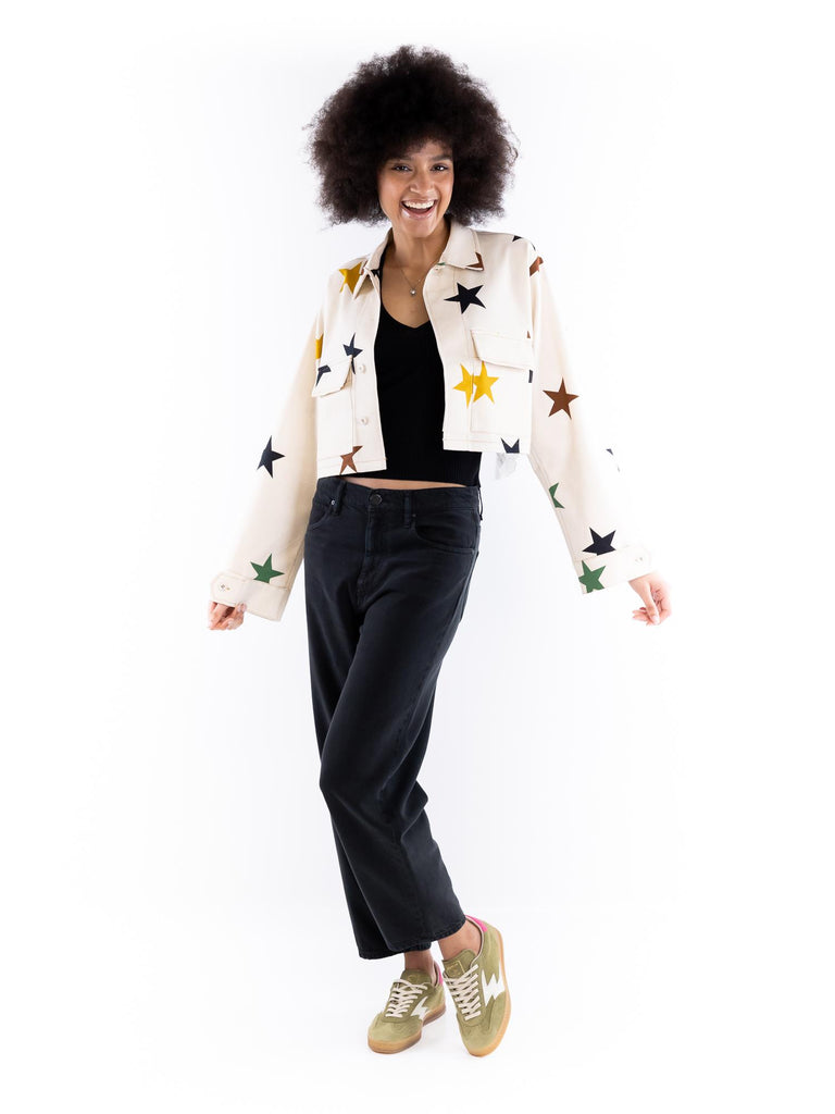 Blazer donna in jeans panna con stelle e pizzo JACKET 46S25PANNA ROSSANO PERINI 