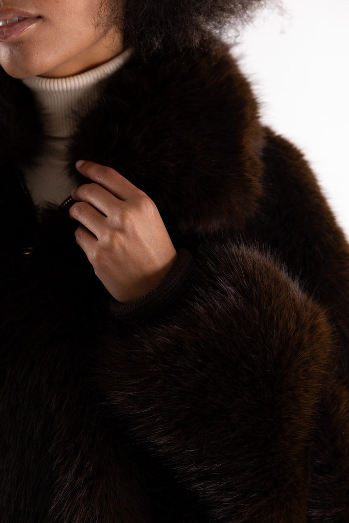 Bomber in eco-pelliccia moro 118A TESTA DI MORO ANY 