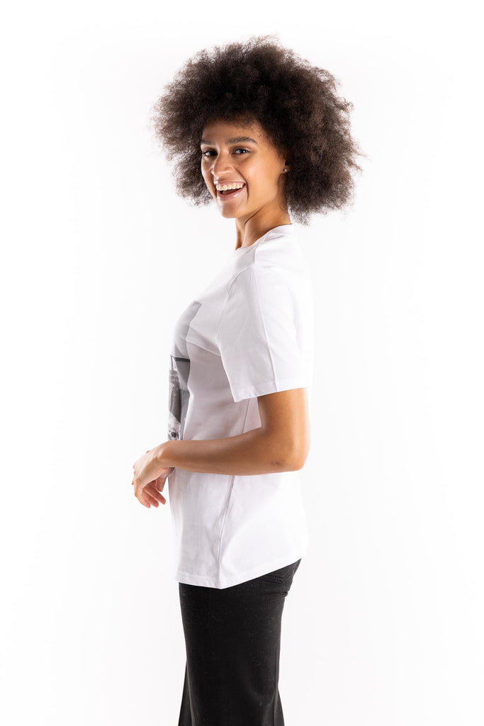 T-shirt in cotone con stampa weekend TSBAS 930BIANCA ELITE' 