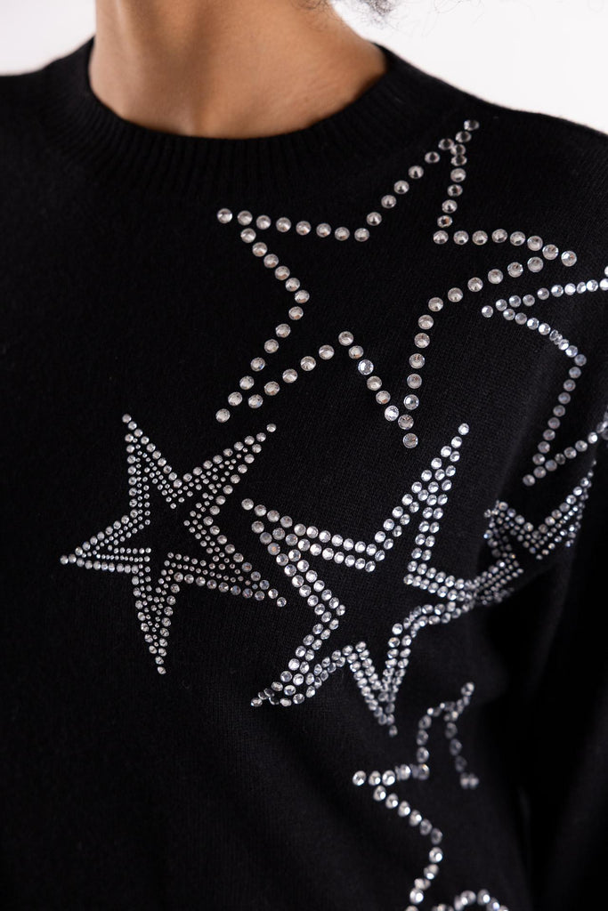 Maglia legata in vita nera con strass BUW25110 NERO BRAND UNIQUE 