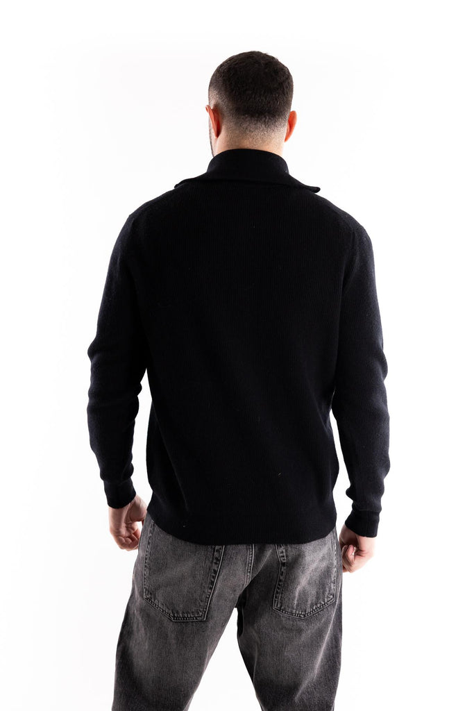 Maglia lupetto con zip nera A039 NERO PAOLO PECORA 