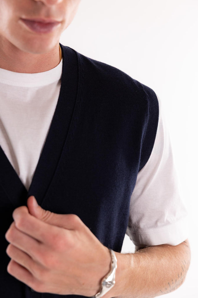 Maglia Gilet in filo blu A013 BLU PAOLO PECORA 