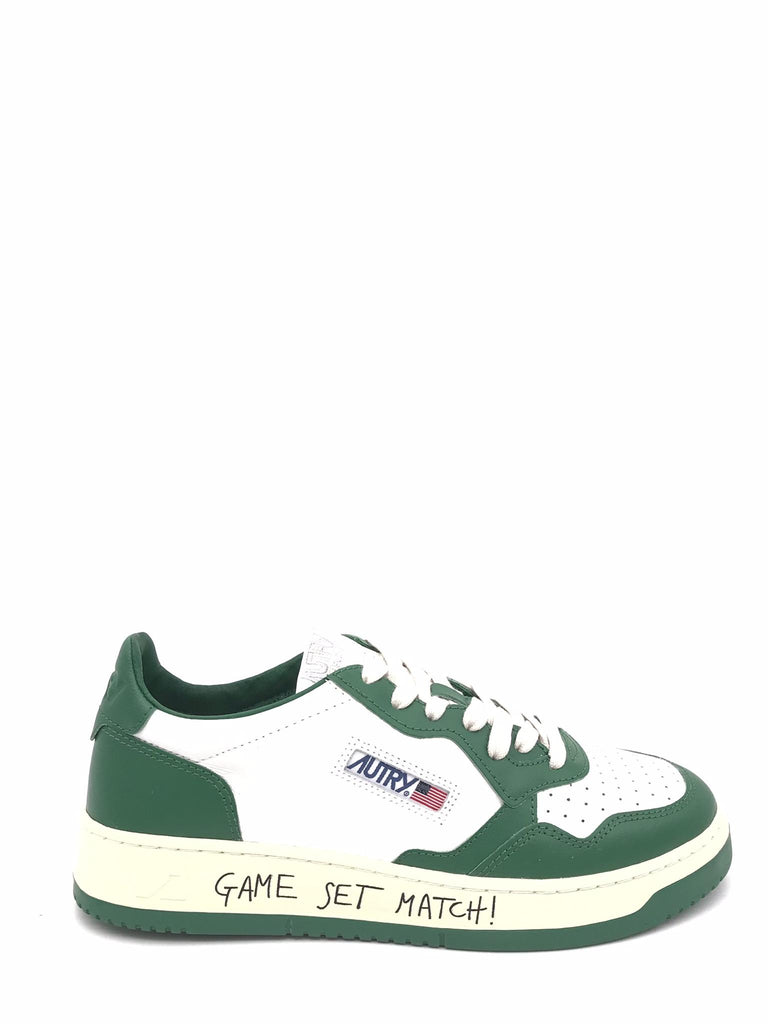Sneakers medalist low in pelle verde e bianca con lettering AULM-BH04 VERDE/BIANCO AUTRY 