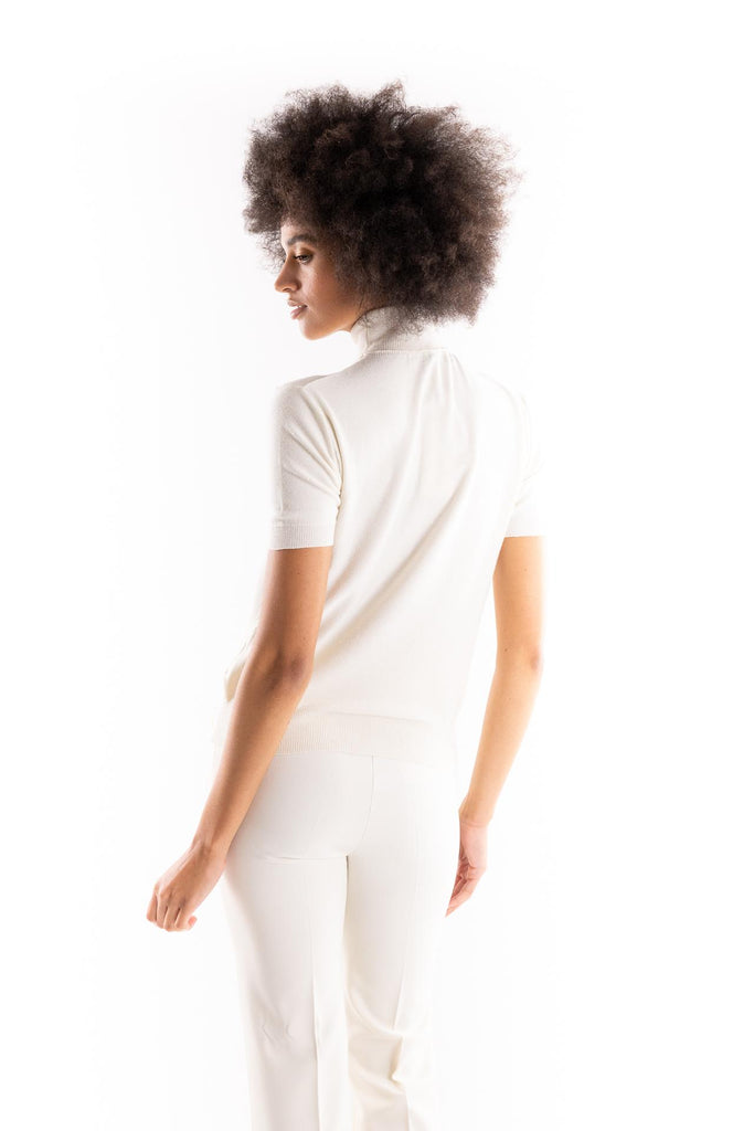 Dolcevita mezza manica con paillettes burro HMABW02312 BURRO HINNOMINATE 