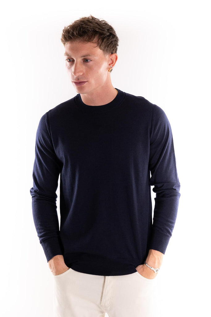 Maglia girocollo finezza 16 blu A001 BLU PAOLO PECORA 