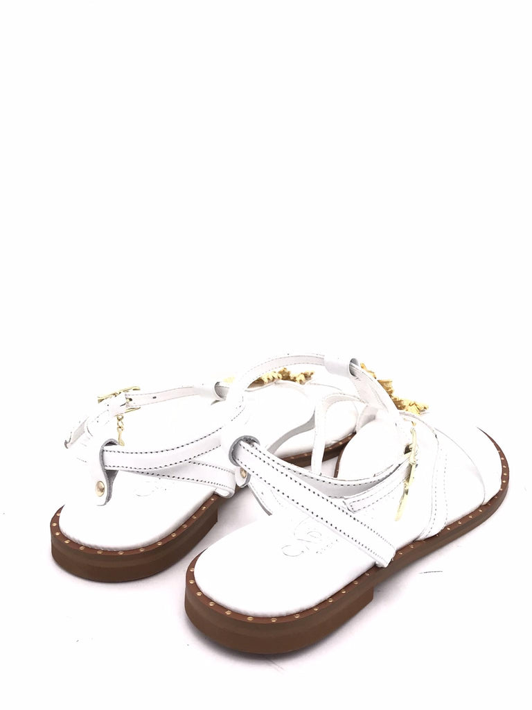 Sandalo bianco con accessorio foglia oro 622109 BIANCO CARYATIS 