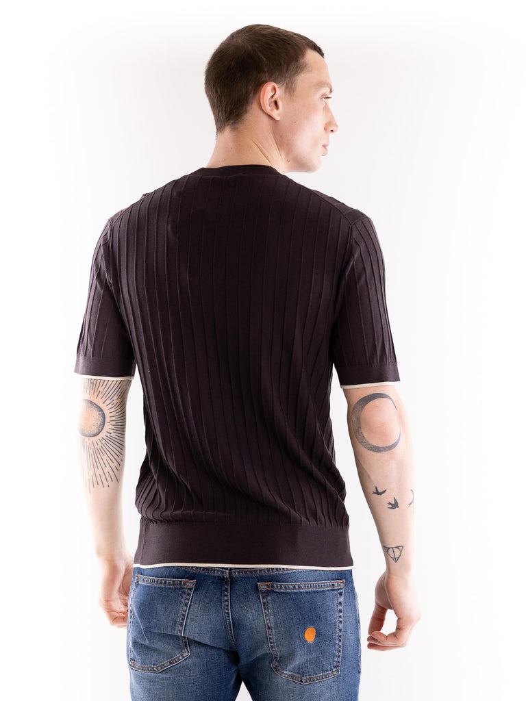 T-shirt in filo a coste marrone A034 F2002230 PAOLO PECORA 