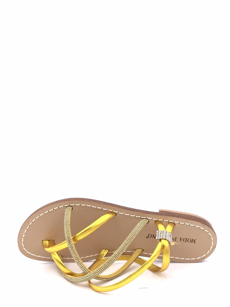 Sandalo infradito in pelle laminata giallao MARTINI GIALLO MODA POSITANO 