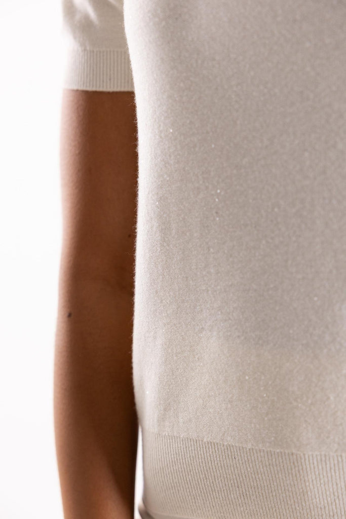 Dolcevita mezza manica con paillettes burro HMABW02312 BURRO HINNOMINATE 