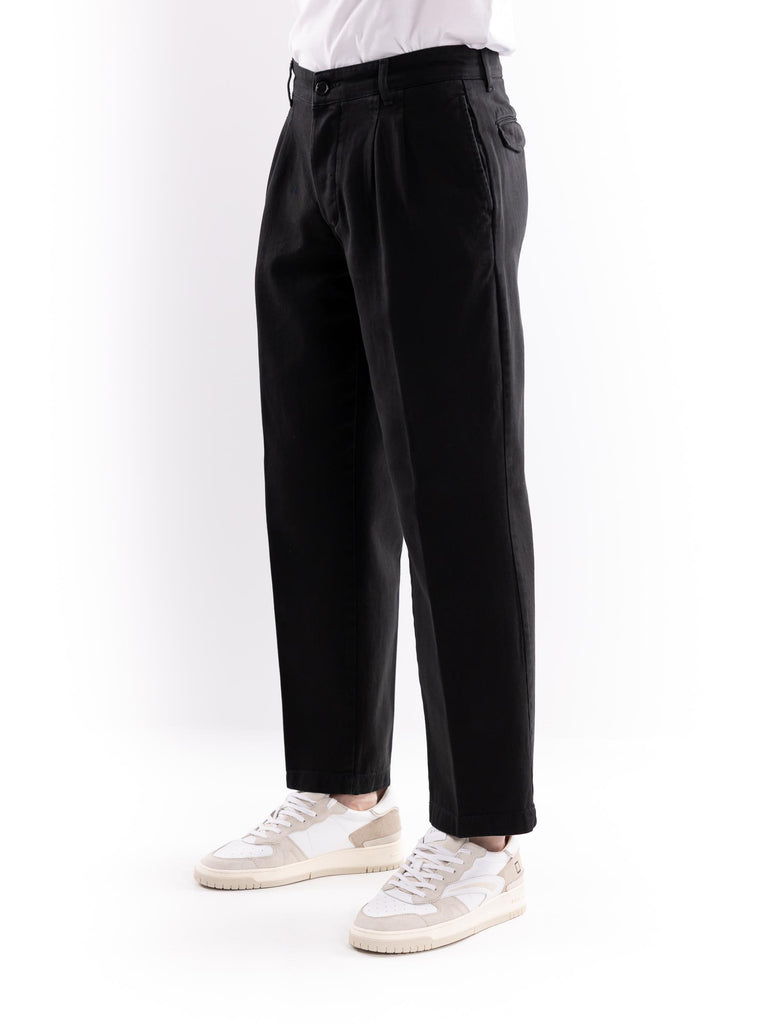 Pantalone uomo a palazzo nero W3U112 NERO THE EDITOR 