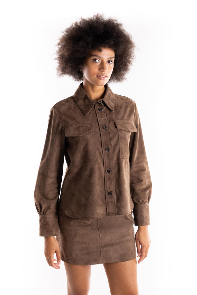 Giacca camicia Gioco in suede marrone 2523446041200 001MARRONE MARELLA 