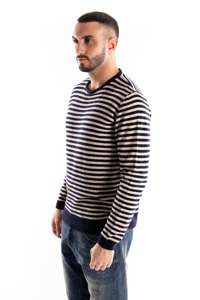 Maglia girocollo stripes panna-blu FW250161 PANNA-BLU IN THE BOX 