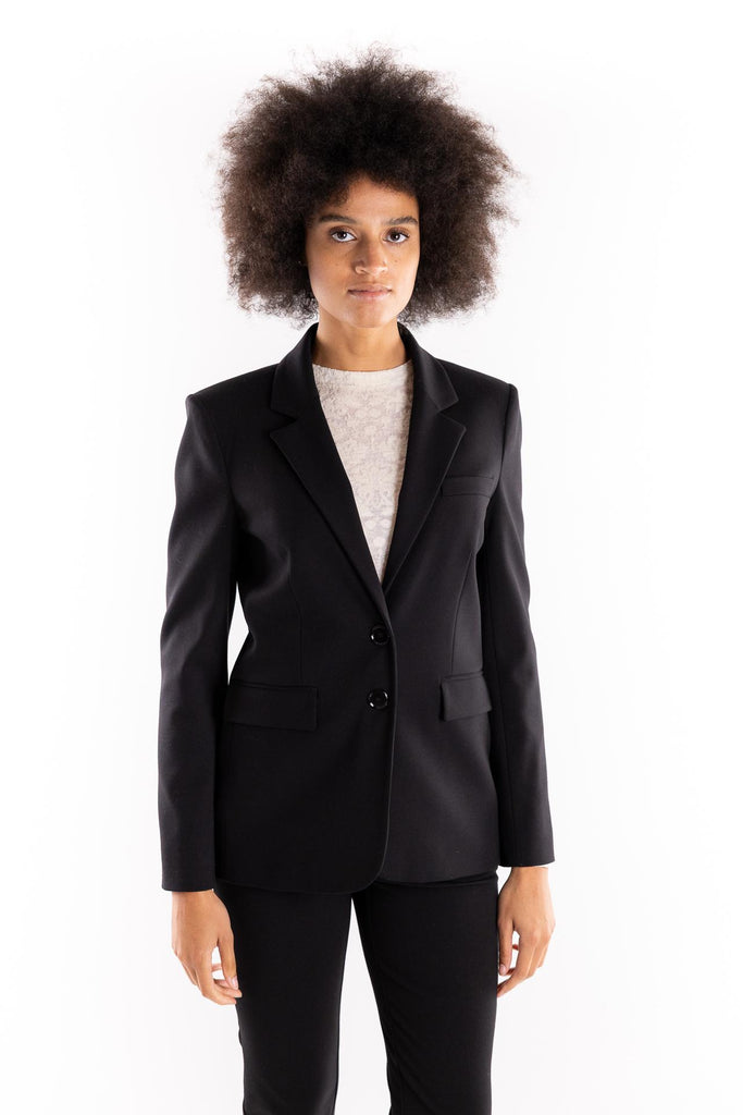 Giacca Ruota in punto stoffa nero con spalline costruite 104181 A2QJNERO PINKO 