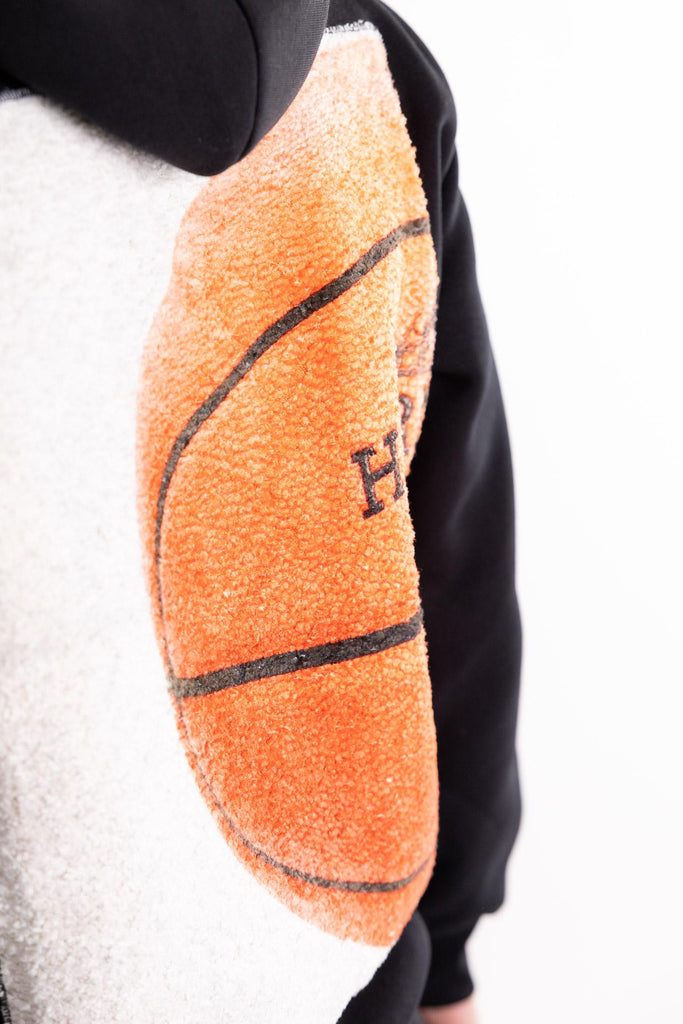 Felpa uomo in cotone nero con stampa HALFBALL sulla schiena HOODIE HALFBALLNERO BASTILLE 