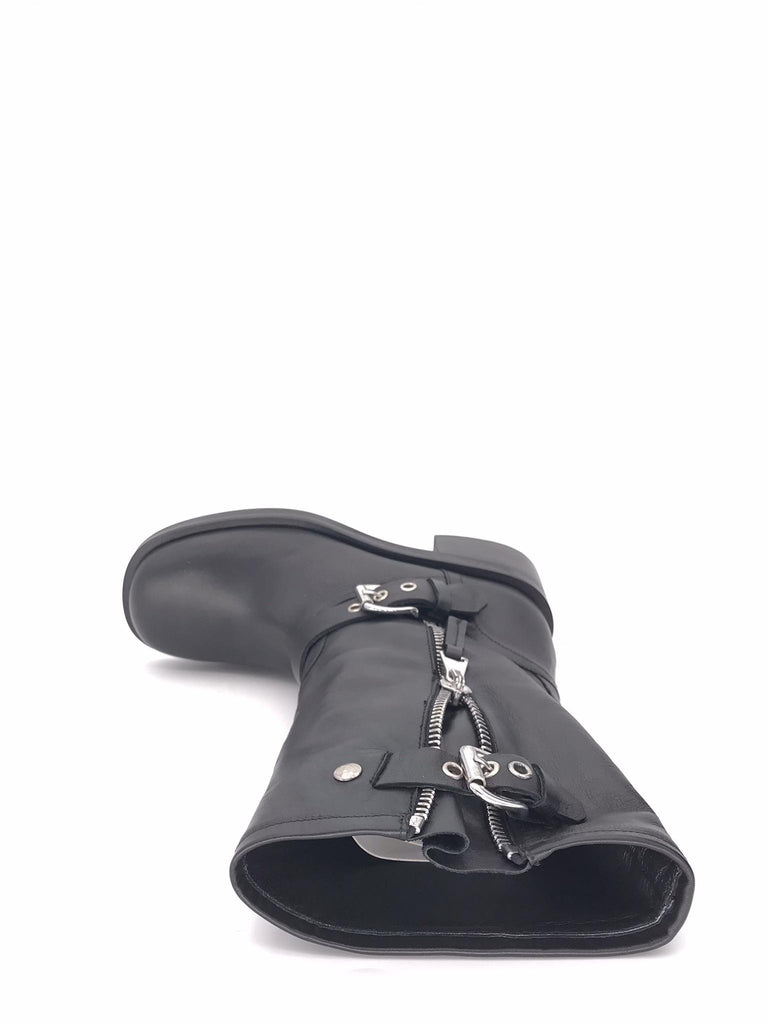 Bikers mezza altezza in pelle nera A5738 NERO STRATEGIA 