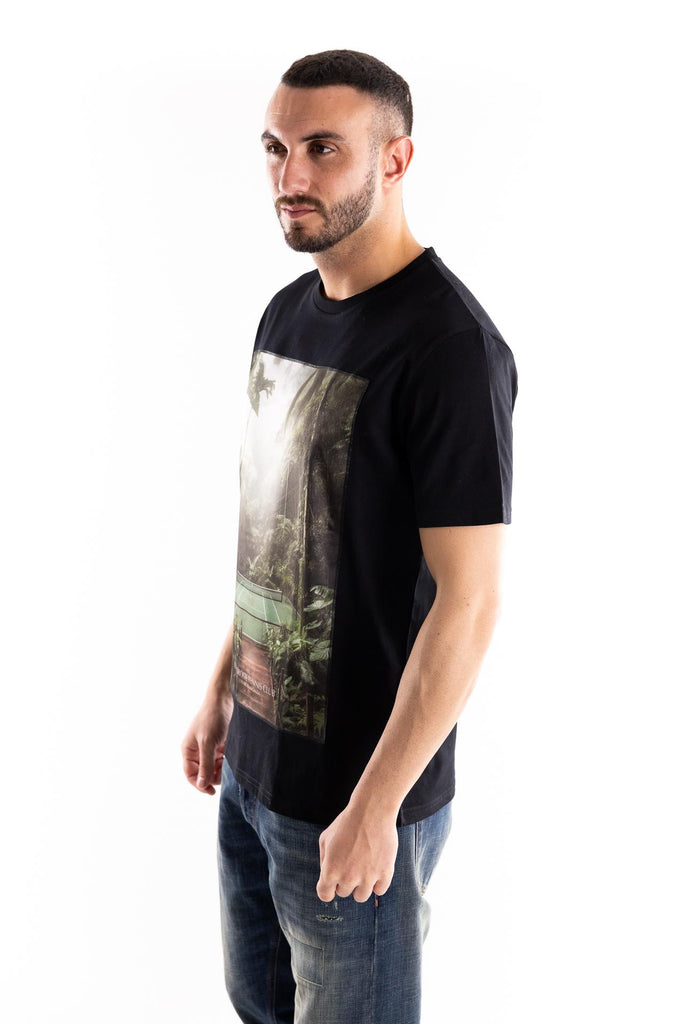 T-shirt in cotone nero con stampa tennis court MAN/SUPERICON TENNIS COURTNERO BASTILLE 