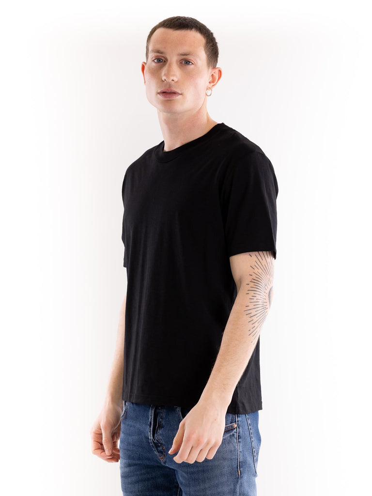 T-shirt uomo cotone fiammato nero F012 40129000 PAOLO PECORA 