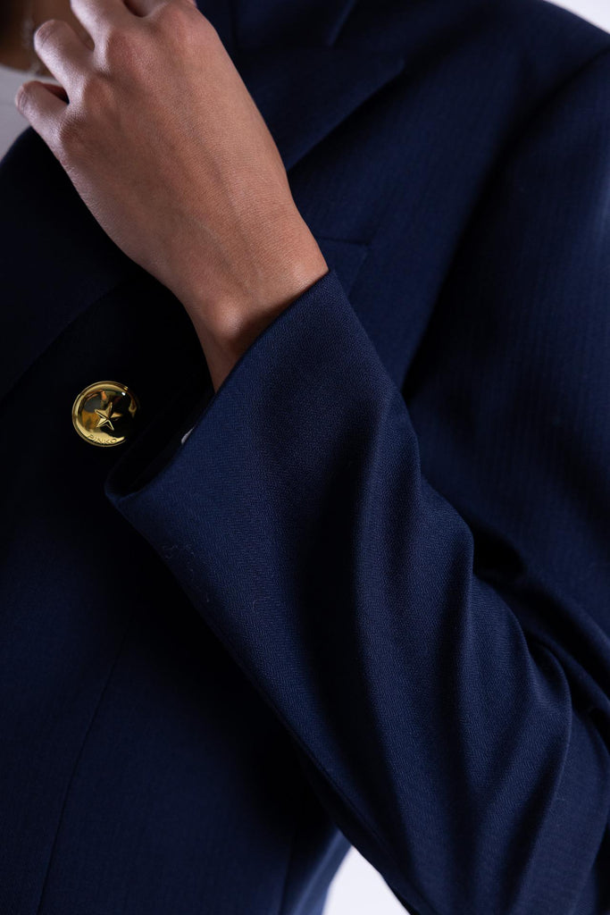 Giacca New guinea doppiopetto in lana blu con bottoni dorati 105617 A2SNBLU PINKO 