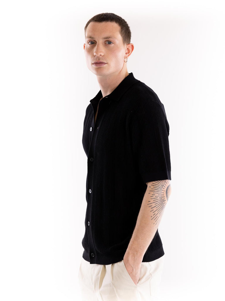Camicia-maglia uomo  lavorata nera A042 F3009000 PAOLO PECORA 
