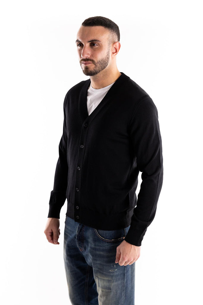Maglia cardigan finezza 16 nero A005 BLU PAOLO PECORA 