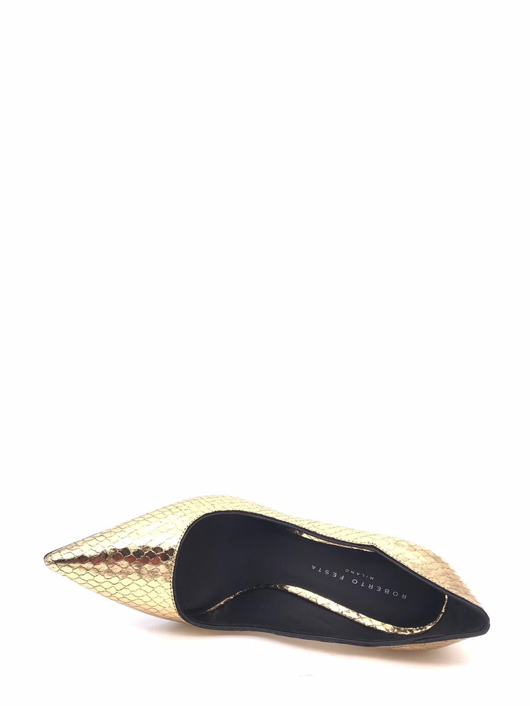 Decolletè in pelle stampata pitone oro ANNY ORO ROBERTO FESTA 