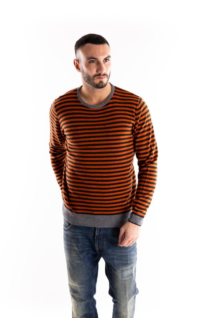 Maglia girocollo stripes marrone-arancio FW250161 ARANCIONE IN THE BOX 