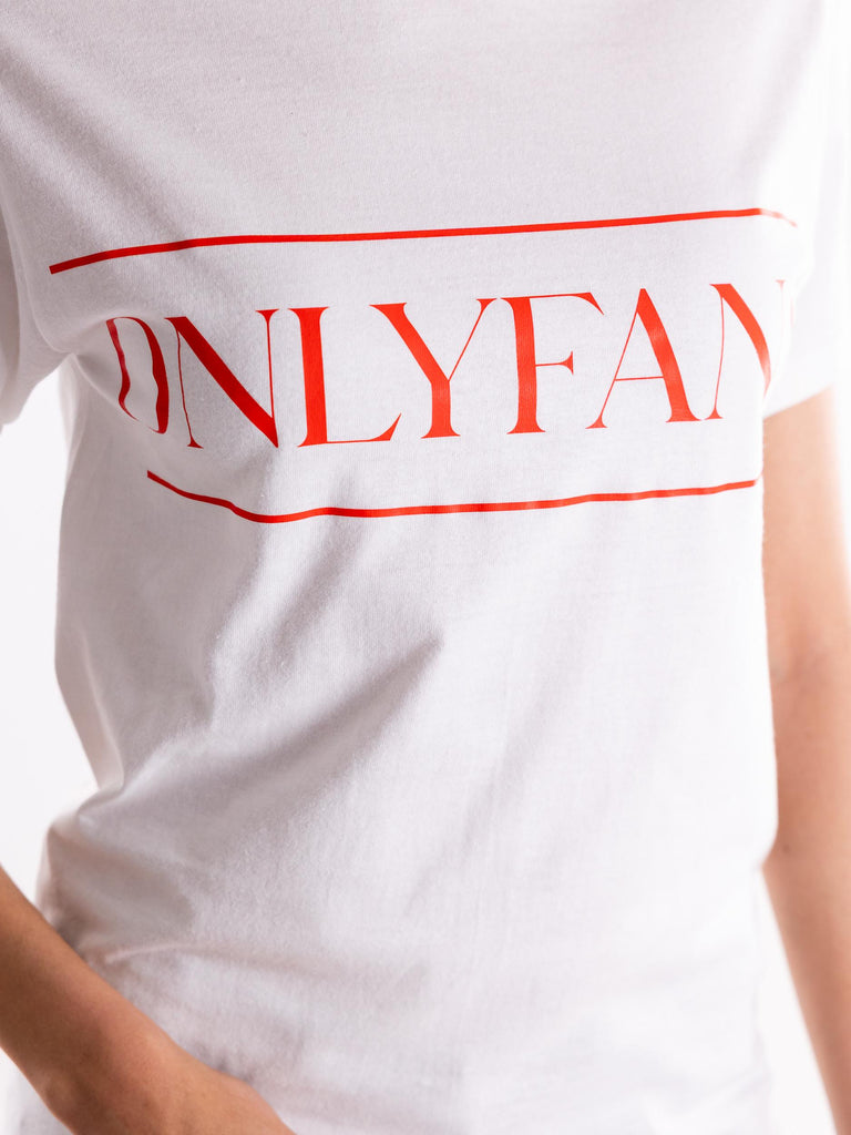 T-shirt unisex bianca con stampa onlyfans DMHX/036 BIANCO DESIGN NOTHING 