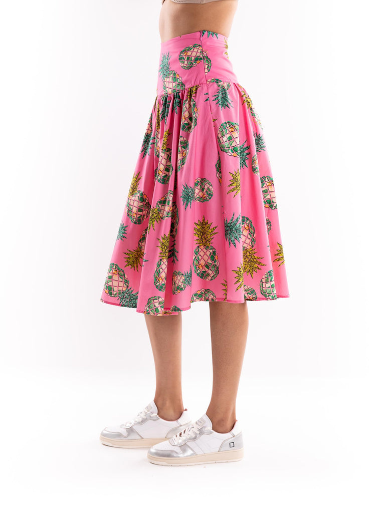 Gonna in cotone con stampa ananas pink ANDJ 13ROSA IL THE' DELLE 5 