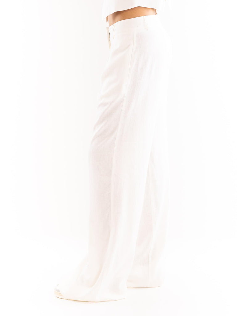 Pantalone a palazzo in lino bianco HMABW01853 PTTS0273BI01 HINNOMINATE 
