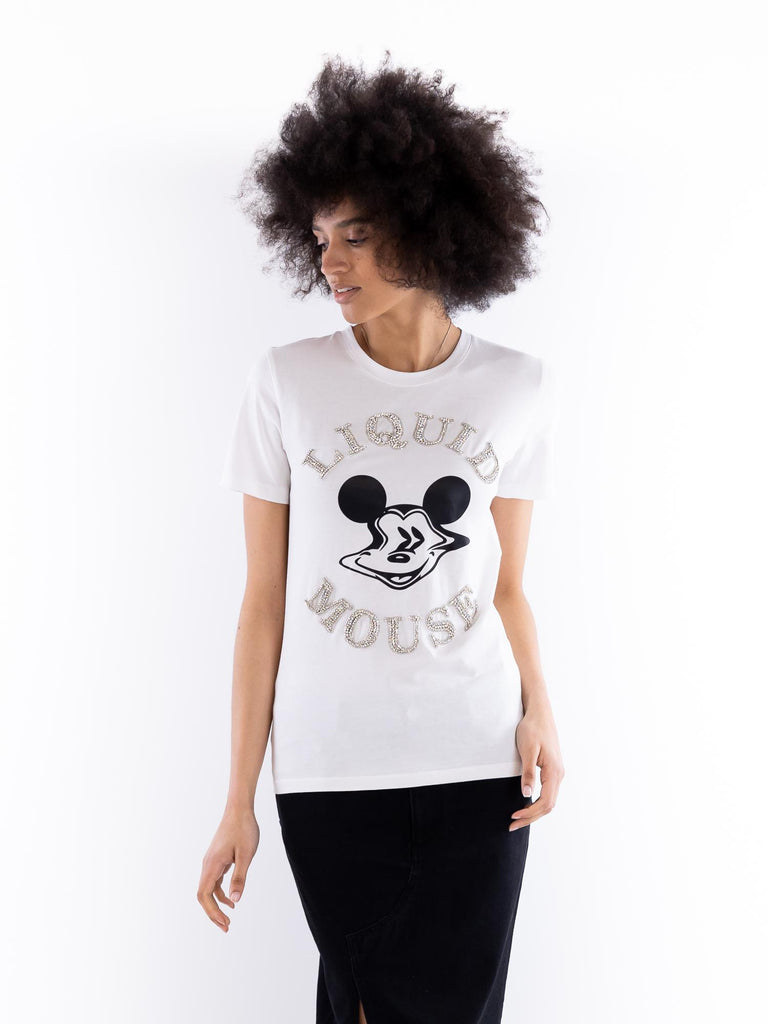 T-shirt donna  liquid mouse bianca BUS25505 155 BRAND UNIQUE 