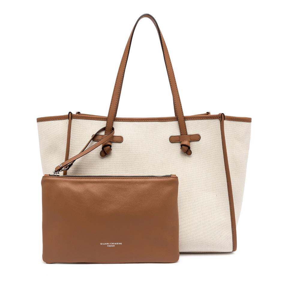 Borsa Marcella canvas panna-corda-caramel BS6850 PANNA/CORDA GIANNI CHIARINI 