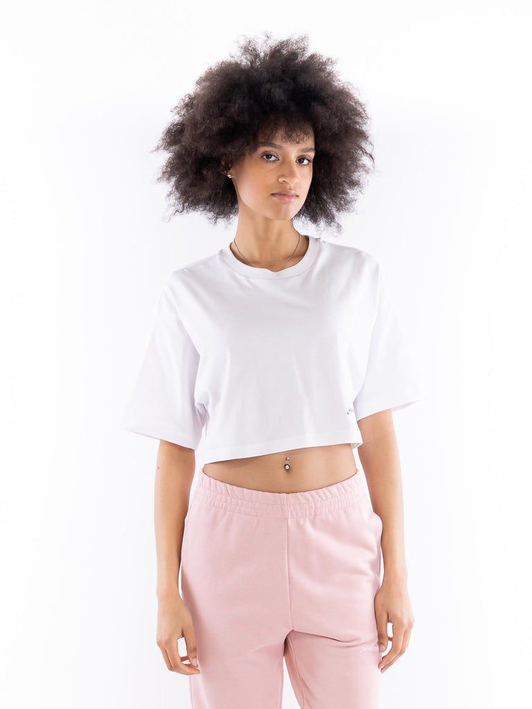 T-shirt crop mezza manica bianca HMABW01407 PTTS0037BI01 HINNOMINATE 