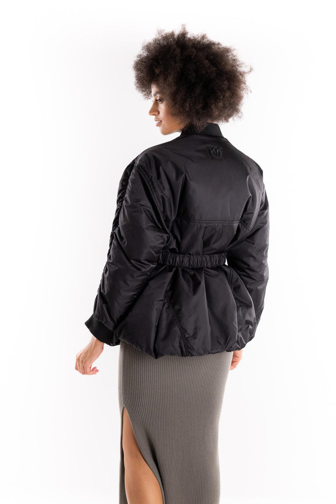 Bomber lungo Bacon  in raso tecnico nero 105340 A2OLNERO PINKO 