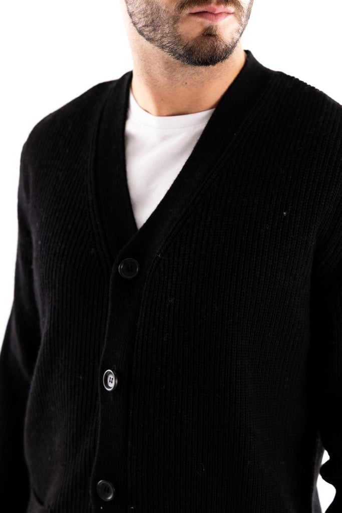 Maglia cardigan in lana nera W5M037 NERO OUTFIT 