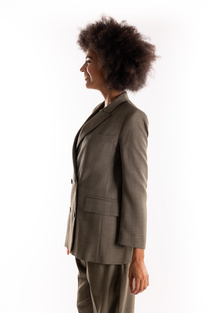 Blazer Kriss doppiopetto in saglia fluida verde 2523046121200 002VERDE MARELLA 